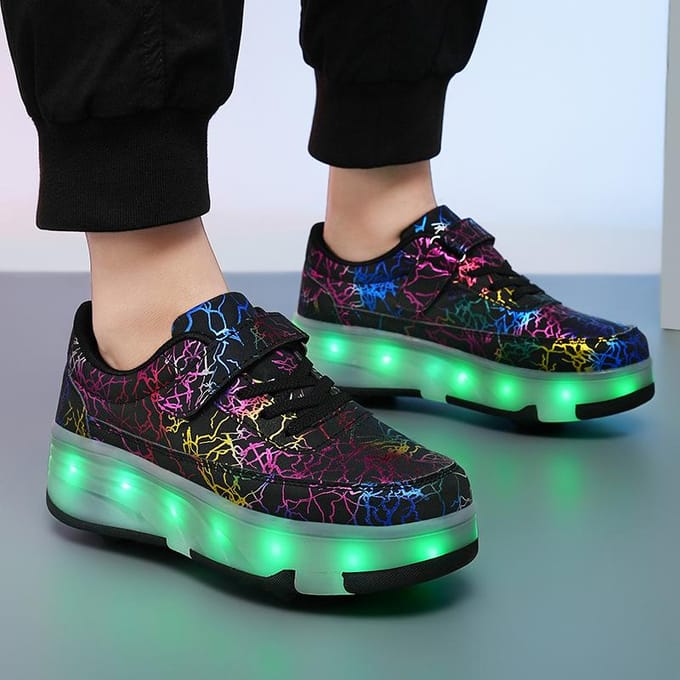 Kinderschoenen Weglopen Dubbelrijige Schaatsen Nieuwe Vierwielige Rolschoenen Wielen Sneakers 30 gray