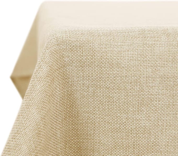Famanu - Tafelkleed linnenlook waterdicht lotuseffect 130 x 160 cm crème