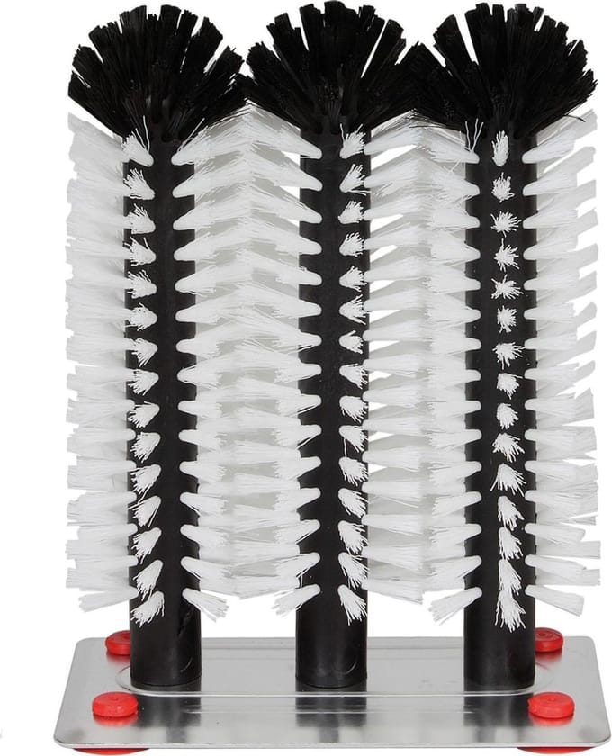 Afwasborstel METALEN ONDERSTEL met 3 borstels á 25cm