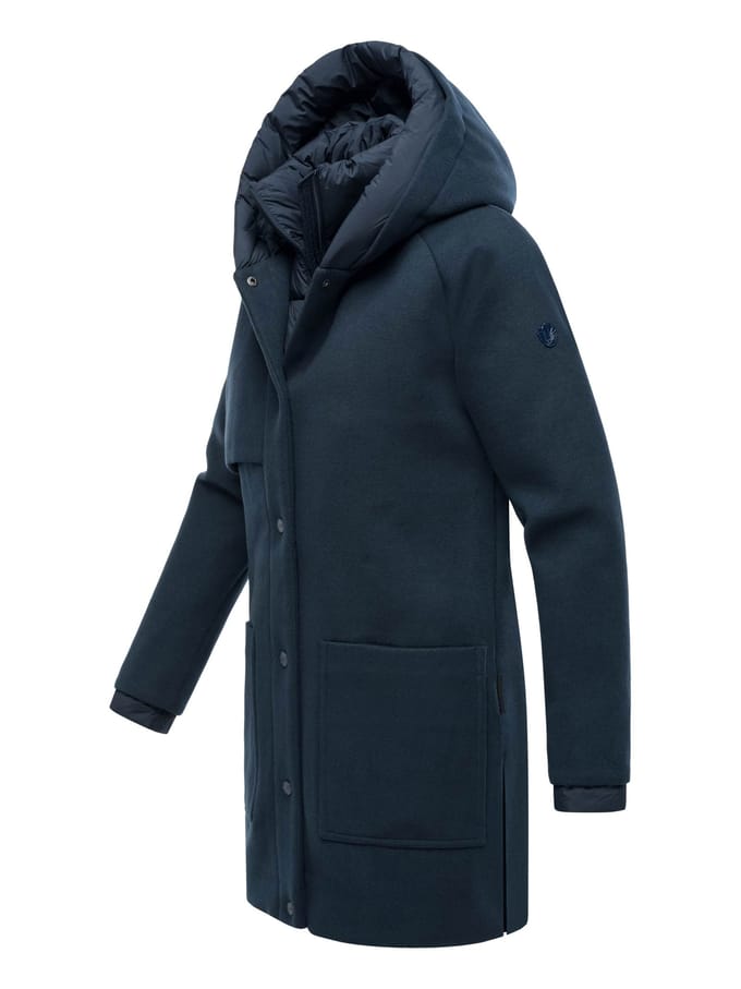 Navahoo Flauschwunder dames wintermantel met afneembare kraag
