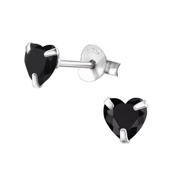 Montebello Oorbellen Libi Black - 925 Zilver - Hart - Ø5mm
