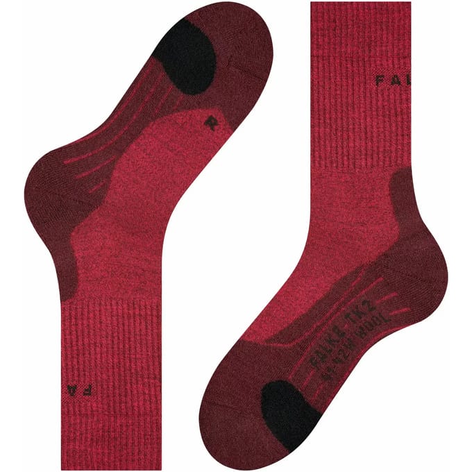FALKE TK2 Wool anti-blaar dik wol functioneel materiaal wandelsokken dames rood - maat 41-42