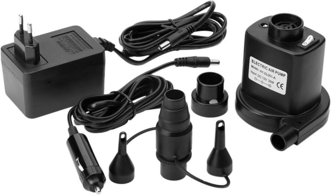 Elektrische Luchtpomp - Opblaas Pomp - Luchtbedden Opblazen - Interne Accu - 12/220 V - Zwart