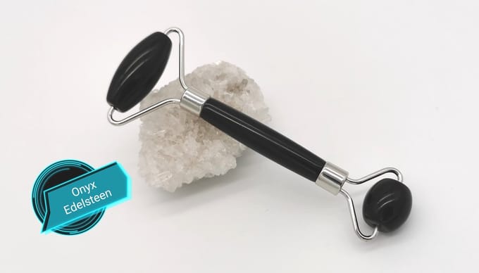 Jade Face Roller – Onyx  -  Gezichtsmassage –  grote en kleine roller van echte edelsteen