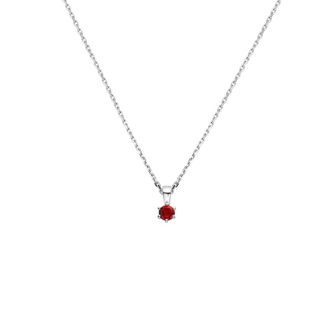 Collier Met Geboortesteen 41 + 4 Cm Zilver Gerhodineerd