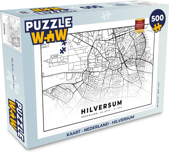 Puzzel Kaart - Nederland - Hilversum - Legpuzzel - Puzzel 500 stukjes