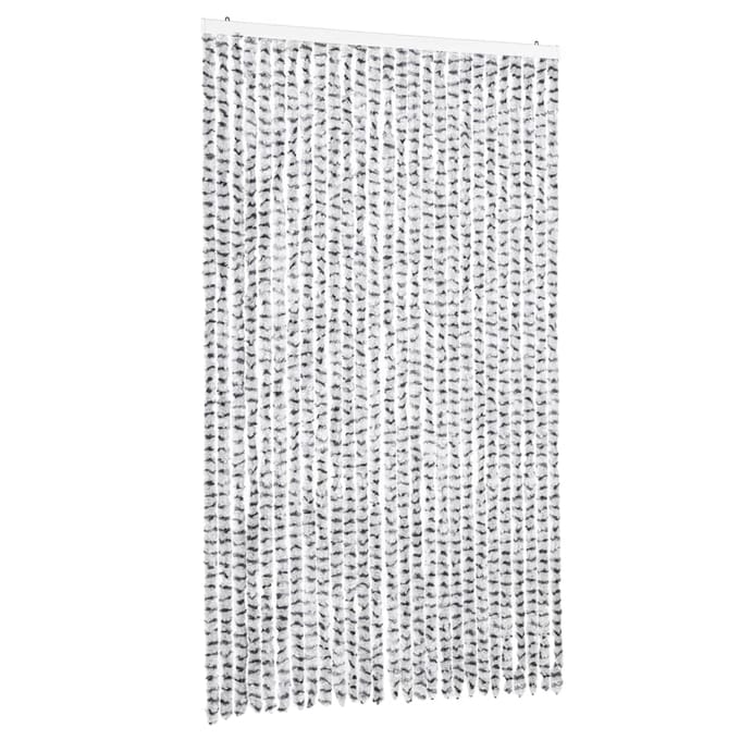 vidaXL - Vliegengordijn - 118x220 - cm - chenille - lichtgrijs - en - donkergrijs