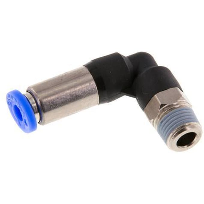 4mm & R1/8'' Zelfsluitende L-insteekkoppeling Vernikkeld messing/PBT buitendraad 0-10 bar [2 Stuks]