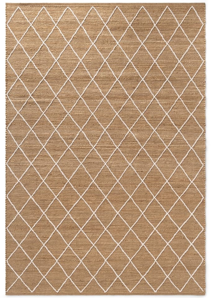 Flycarpets Laagpolig Vloerkleed Kunu Jute - Naturel / Goud / Wit 80x200 cm