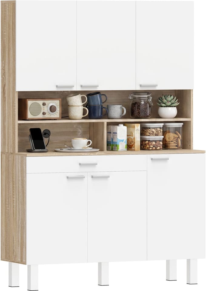 HOMCOM Keukenkast - Spaanplaat - 120 x 40 x 175 cm - Wit