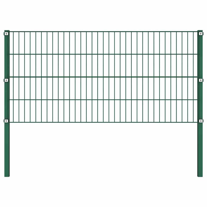 vidaXL - Schuttingpaneel - met - palen - ijzer - 694,5x80 - cm - groen
