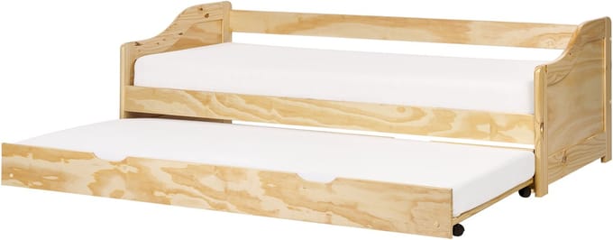 LUNERAY - Onderschuifbed - Lichtbruin - 90 x 200 cm - Hout