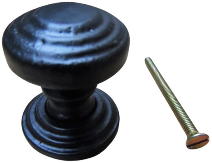 Rimmed with Backplate Cabinet Knob Black Antique 32mm by Ironmongery World