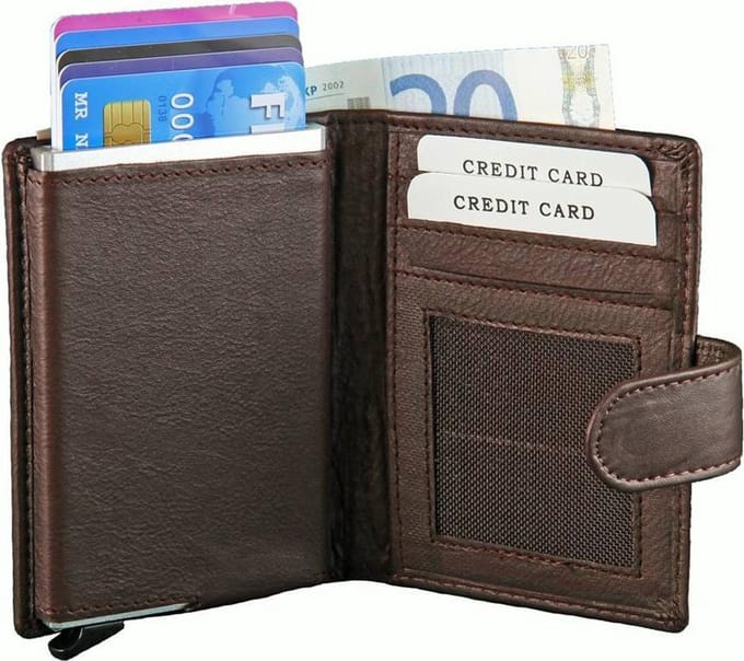 Figuretta RFID Card Protector - Creditcardhouder - Leer - Donkerbruin