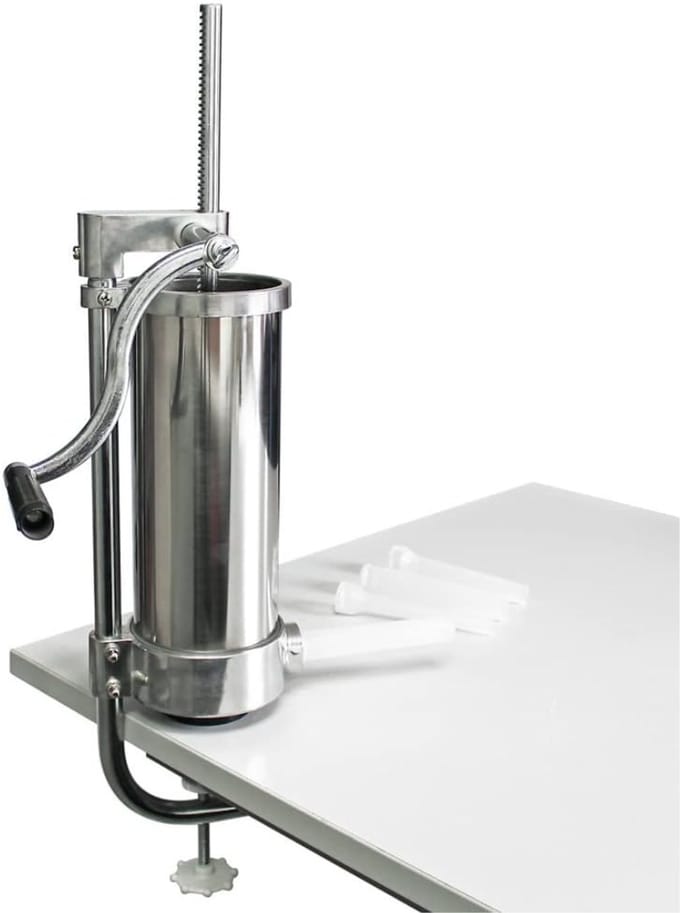 QIN® Worstenvuller - Worstenmaker - Worstmaker - Worstmachine - Worstenvul Machine - 3,5L - 63x12x12cm - Zilver - 63cm x 12cm x 12cm