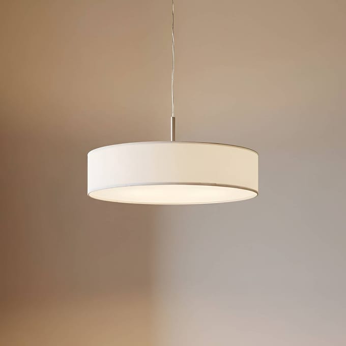 Lindby - Hanglamp - 3lichts - Stof, metaal - H: 12 cm - E27 - wit, nikkel mat