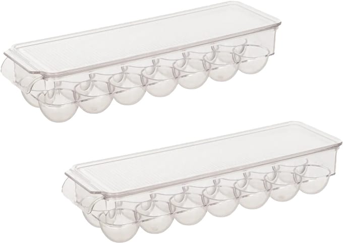 5five Eierdoos - 2x - koelkast organizer eierhouder - 14 eieren- transparant - kunststof - 37 x 11 cm