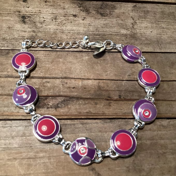 Armbandje met paars/rose schakel | Nostalgisch | Vintage