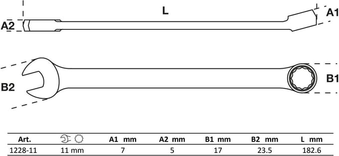 BGS Steek-ringsleutel extra lang SW 11 mm - 1228-11