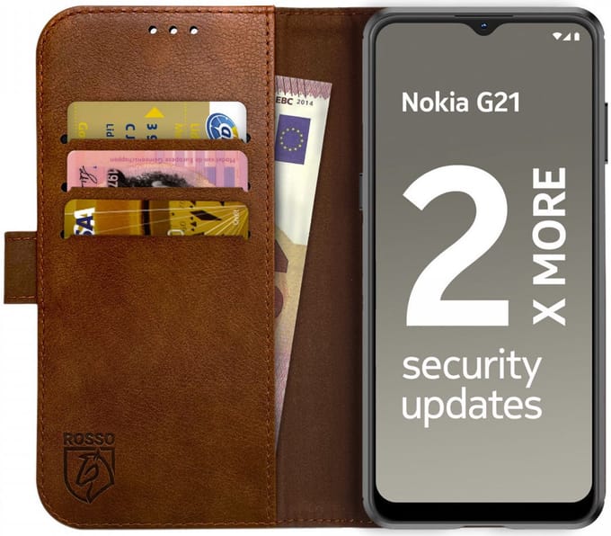 Rosso Element Nokia G21 / G11 Hoesje Book Cover Wallet Bruin