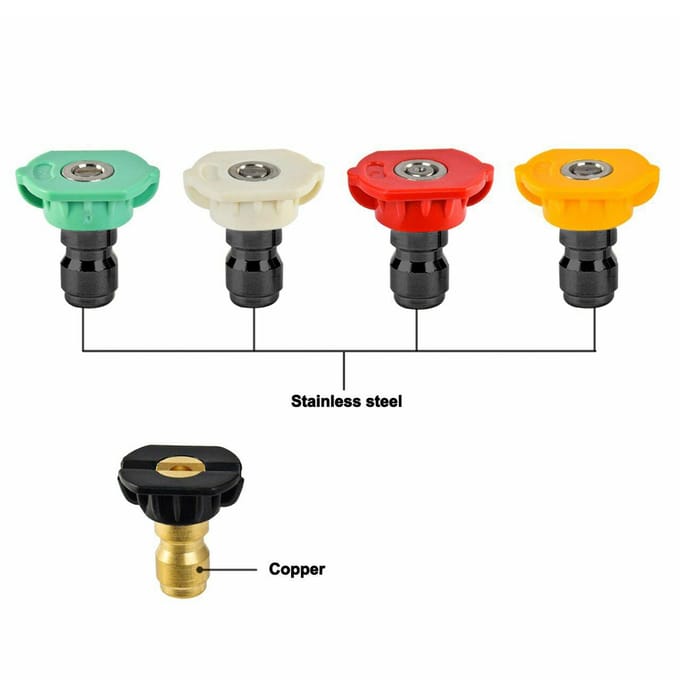 5 Pièces Embouts de Buse 1 4 Connexion Rapide Laveur Haute Pression Kit d'Embouts de Pulvérisation black