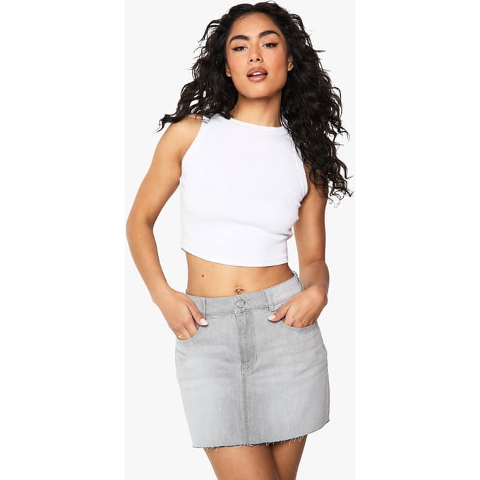 boohoo Dames Petite Denim Mini Rok | Greywash | Maat: 38