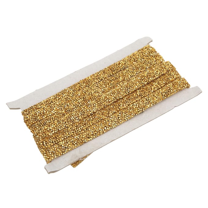 Strasslinten Heldere Strasssteentjes 5 Yards 1,5 cm Breedte Goudkleurige Glitter Strasslinten voor DIY beige