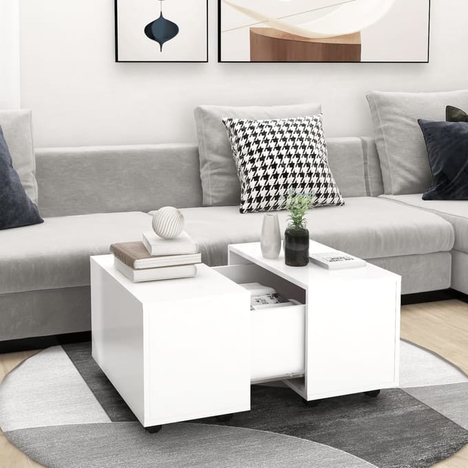 vidaXL - Salontafel - 60x60x38 - cm - bewerkt - hout - wit