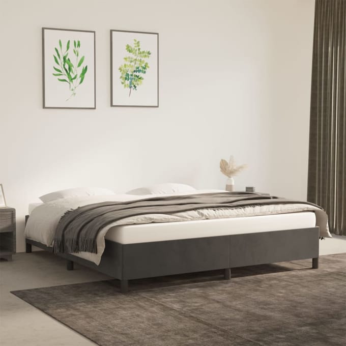 vidaXL - Bedframe - zonder - matras - 180x200 - cm - fluweel - donkergrijs