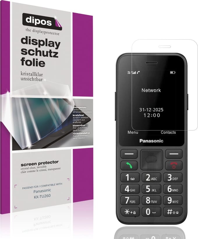dipos – 4x Beschermfolie geschikt voor Panasonic KX-TU260 | Krasbestendige & heldere Screenprotector Ultra-Thin
