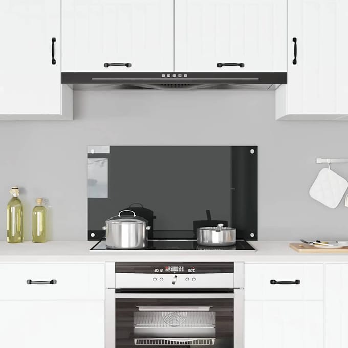 vidaXL - Spatscherm - keuken - 90x50 - cm - gehard - glas - zwart