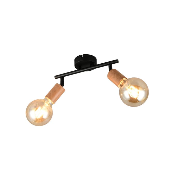 Reality Leuchten Plafondlamp Lamego, zwart, lengte 35 cm, 2-lamps, metaal