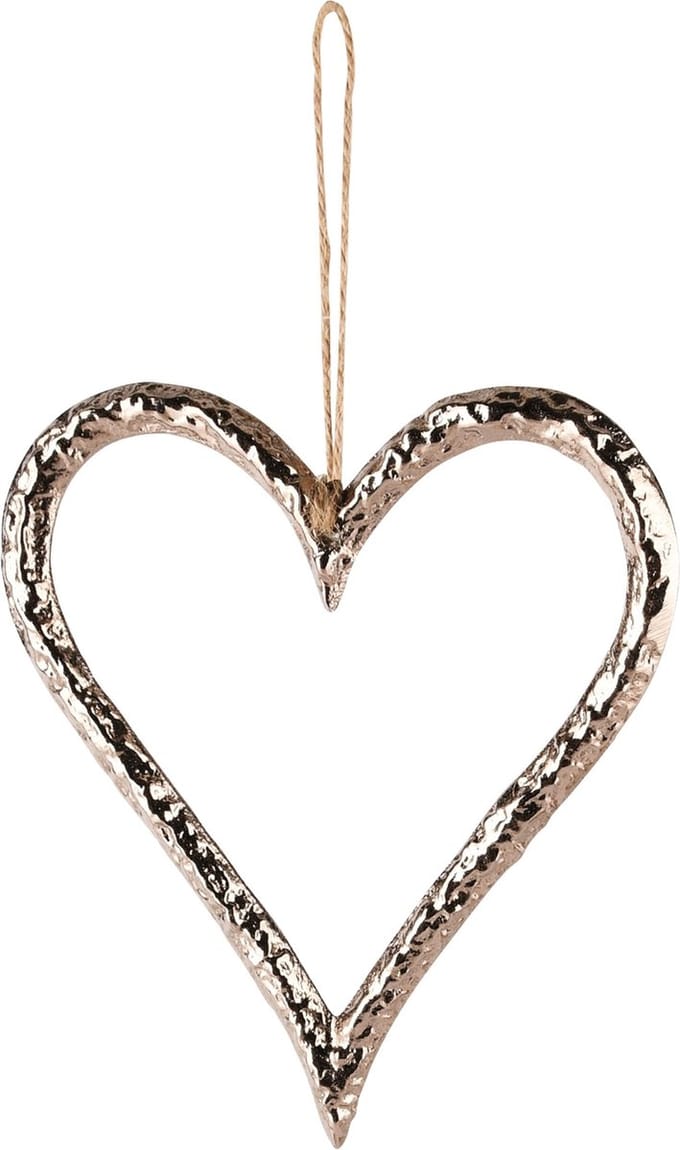 Dekoratief | Hanger hart, rose gold, aluminium, 14x1x15cm | A248469