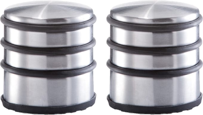 Zeller RVS deurstopper rond - Set van 2x stuks - 6,5 x 7 cm - Deurstop - 1,15 kg