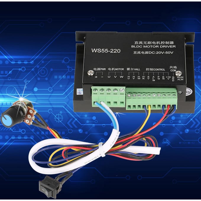 Contrôleur de moteur BLDC sans balais WS55220 DC 48 V 500 W pour broche CNC