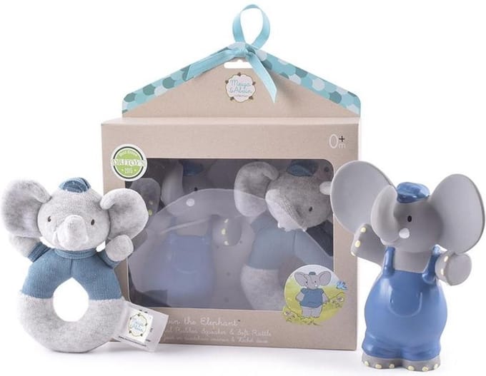 Meiya & Alvin Set Olifant Alvin Rubber/katoen 18 X 21 Cm