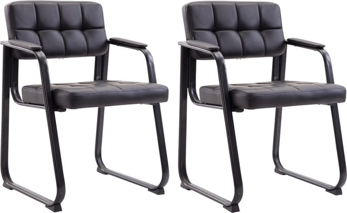 CLP Canada B Set van 2 eetkamerstoelen - met armleuning - Zwart Frame - Kunstleer - zwart