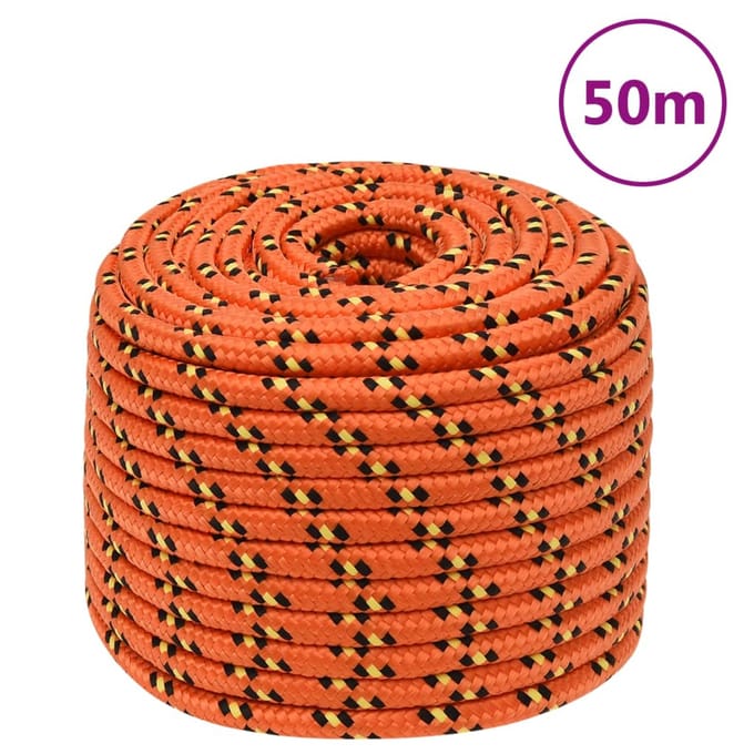 vidaXL - Boottouw - 12 - mm - 50 - m - polypropyleen - oranje