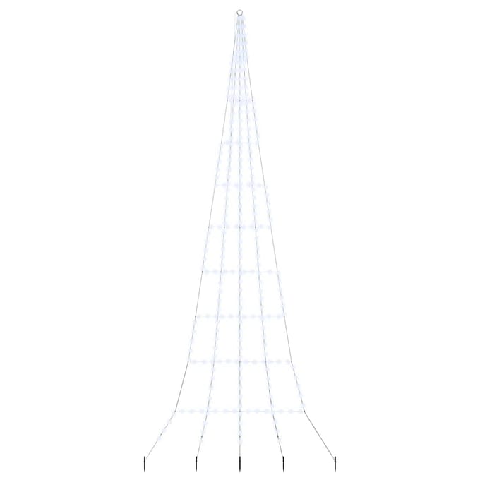 vidaXL - LED - Kerstboom - met - Grondspikes - Koudwit - 511 - cm - Metaal