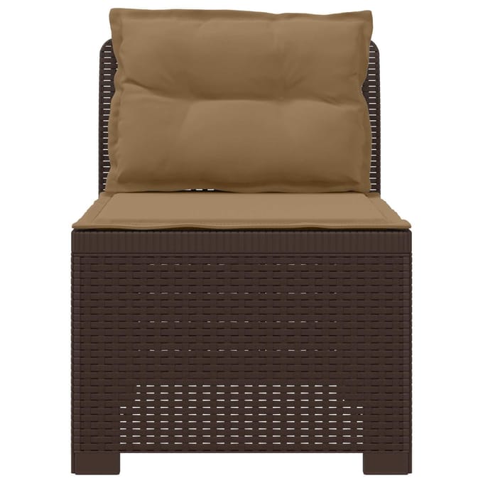 vidaXL - Eén-zits - Tuin - Sofa - met - Kussens - Rieten - Look - PP - Bruin