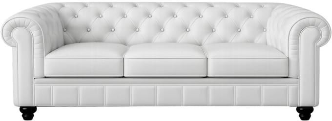 Chesterfield Bank - 3 Zits - Wit - Leer - Sofa