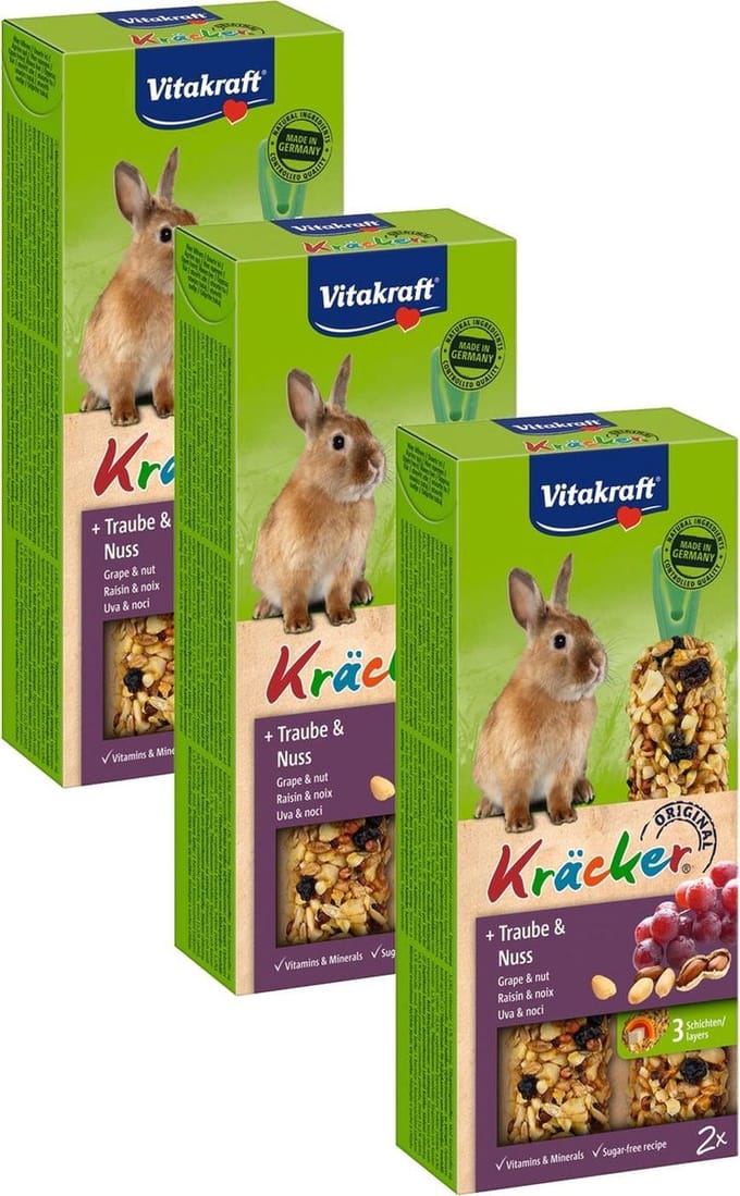 Vitakraft Konijn Kracker - Konijnensnack - 3 x Noten
