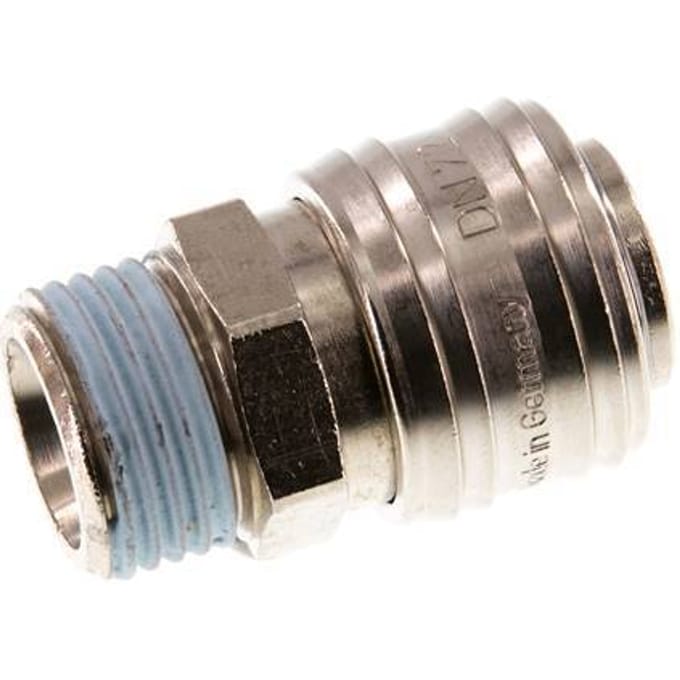 Vernikkeld Messing DN 7.2 (Euro) Luchtkoppeling Snelkoppeling G 1/2 inch Buitendraad Double Shut-Off - CLS7-M-BN-SV-012