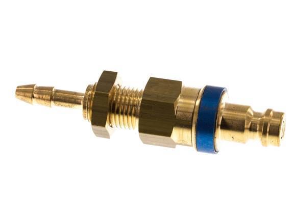 Messing DN 5 Blauw Luchtkoppeling Insteeknippel 4x6 mm Push-On Schotkoppeling Double Shut-Off - CLP5-NB-B-BLU-SV-4