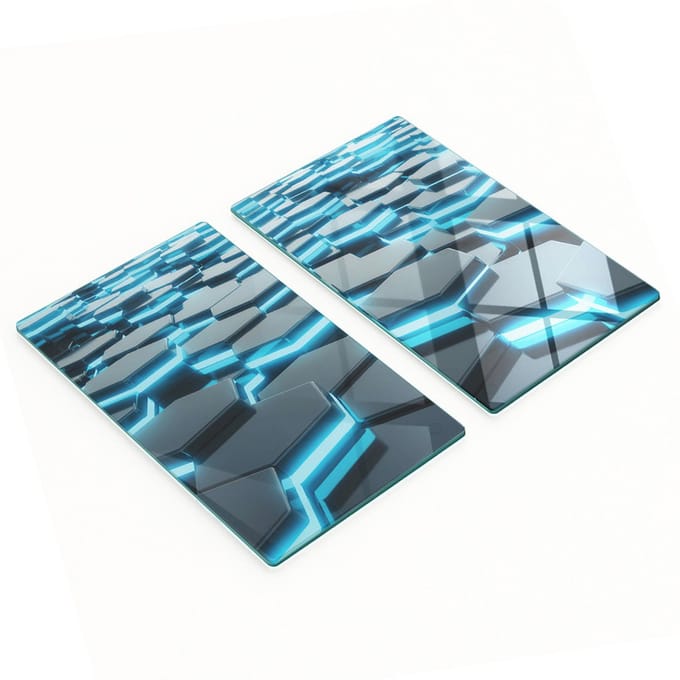 Set van gehard glazen snijplanken met 3D-print, 2x30x52 cm
