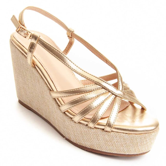 Sandalia Con Cuña De Esparto Para Mujer.  Montevita  Wesparto5  88501 40 goud