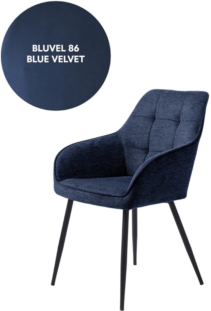 Eetkamerstoel Nolan Square Blauw Velvet - Giga Living - Set van 2