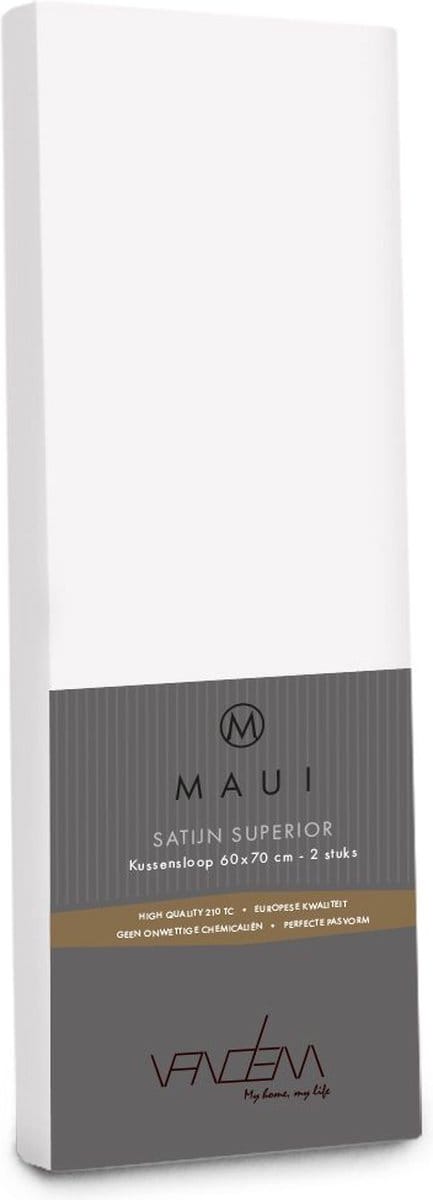 Maui - Van Dem -  satijn sloop de luxe 60 x 70 cm wit (2st)