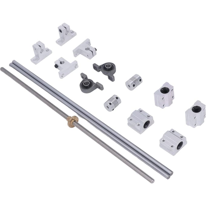 Kit de vis T8, axes optiques horizontaux de 350 mm, support d'arbre à double rail de 8 mm, roulement white