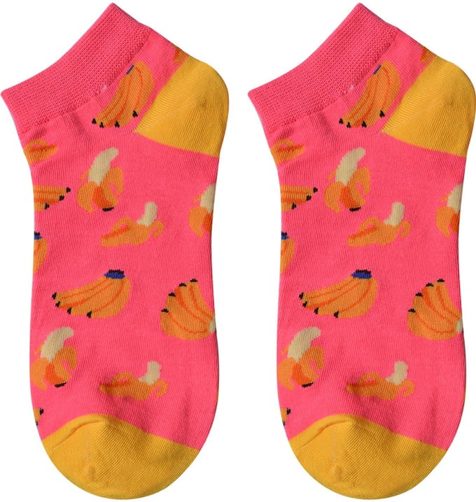 Clayre & Eef Grappige Sokken one size Roze Polyester Bananen